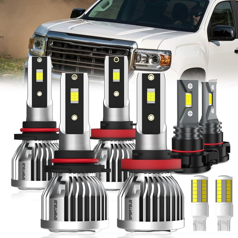 SPBRTBUB Dedicated Bulbs for 2015-2021 GMC Canyon light Bulbs, 9005 High Beam H11 Low Beam H16 Fog Light Turn signal Lights Combo, 8-Pack - Image 1